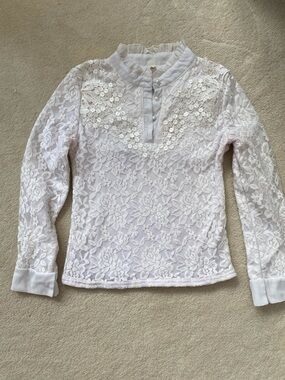 White Lace Long Sleeve Blouse